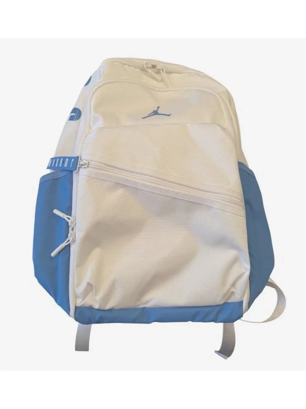 Air Jordan Jumpman 15 Backpack  White Blue Laptop Zipper Pockets NWT